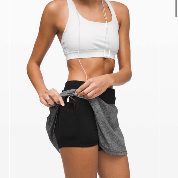 Lululemon Pace Rival Skirt (Tall) in Heather Lux Multi Black / Black, Size 2 - Picture 2 of 3